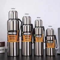 500/1500ml Stainless Steel Thermos With cup cover Large Capacity Vacuum Flask Portable Insulated Tumbler with Rope Thermo Bottle