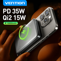 Vention 10000mAh 35W Qi2 Magnetic Power Bank with Built-in USB-C Cable, PD 20W Fast Charging Foldable Stand for iPhone 16pro max