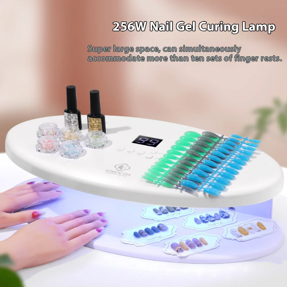 Lampa UV LED do paznokci o dużej mocy 256W, 96 diod LED do suszenia żelu do paznokci, profesjonalne narzędzie do szybkiego utwardzania paznokci do manicure i pedicure do użytku domowego