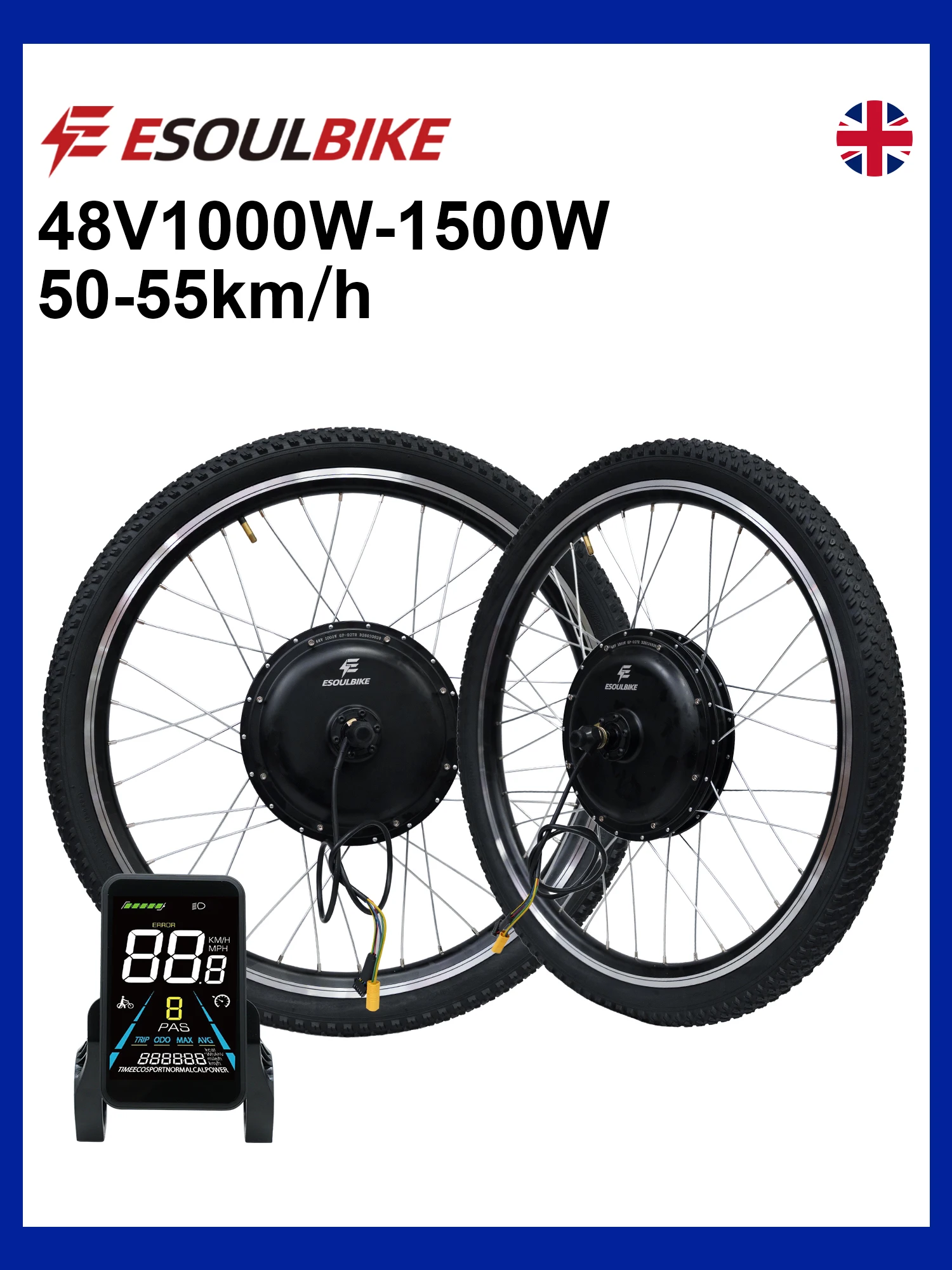 AliExpress ESOULBIKE Electric bicycle Conversion Kit 48V 1000W 1500W Rear Wheel Hub Motor with 2.125 52C tire 26 Inch 27.5/28/29/700C For MTB