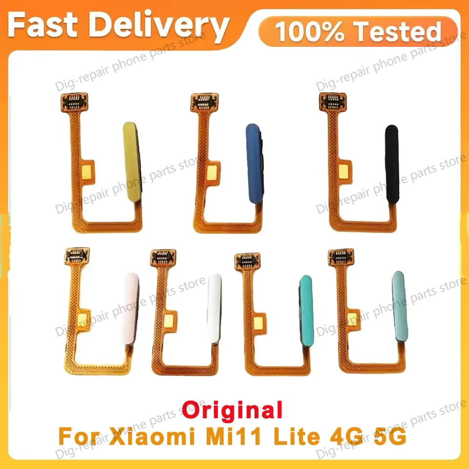 Original Fingerprint Sensor For Xiaomi Mi 11 Lite 5g 4g  Home Return Key Menu Power On Off Button Flex Ribbon Cable