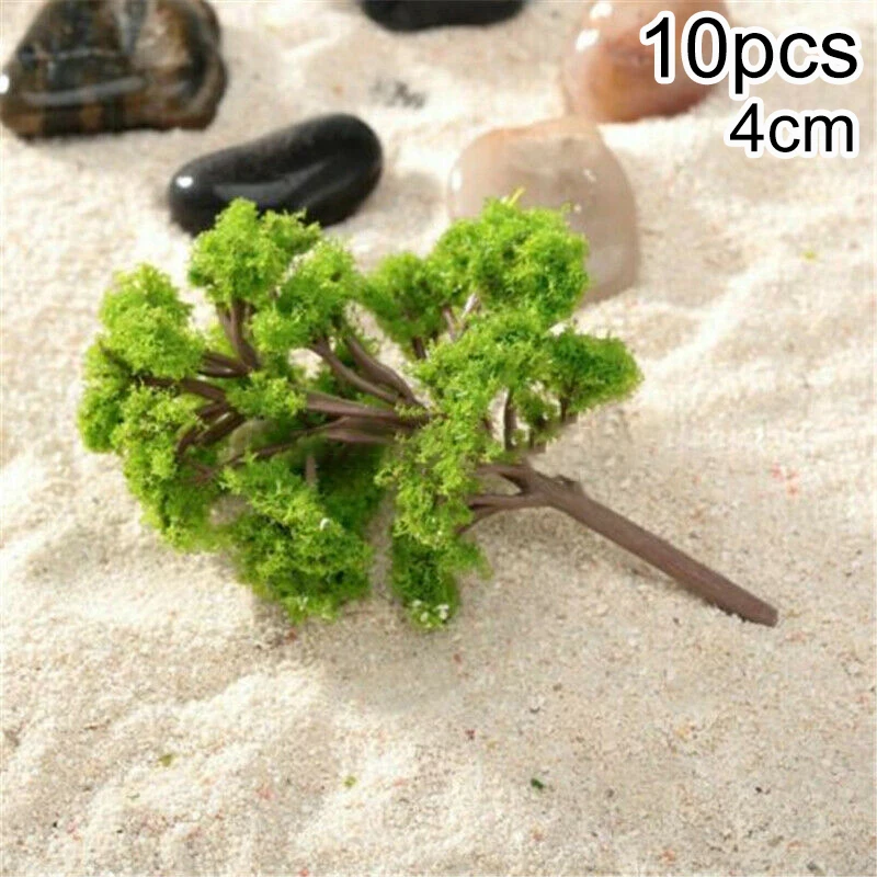 10pcs Mini Model Trees Artificial Miniature Tree Plastic Model Scenery Train Railroad DIY Building Scene Layout Landscape