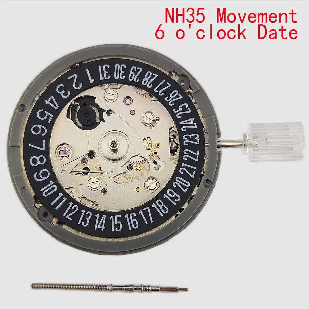 6 in punto Nero NH serie 35 movimento automatico dell'orologio Data Giappone kit di sostituzione del movimento dell'orologio originale