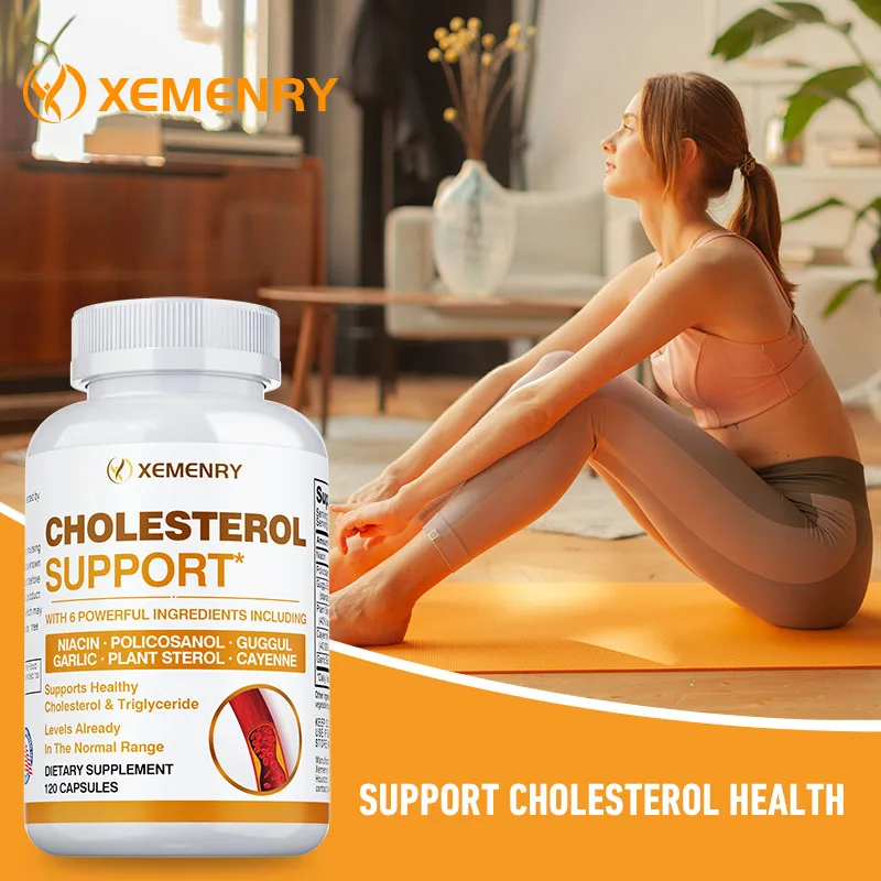 

Cholesterol Supplements - Improves Blood Circulation, Supports Blood Pressure and Heart Health - 120 Capsules