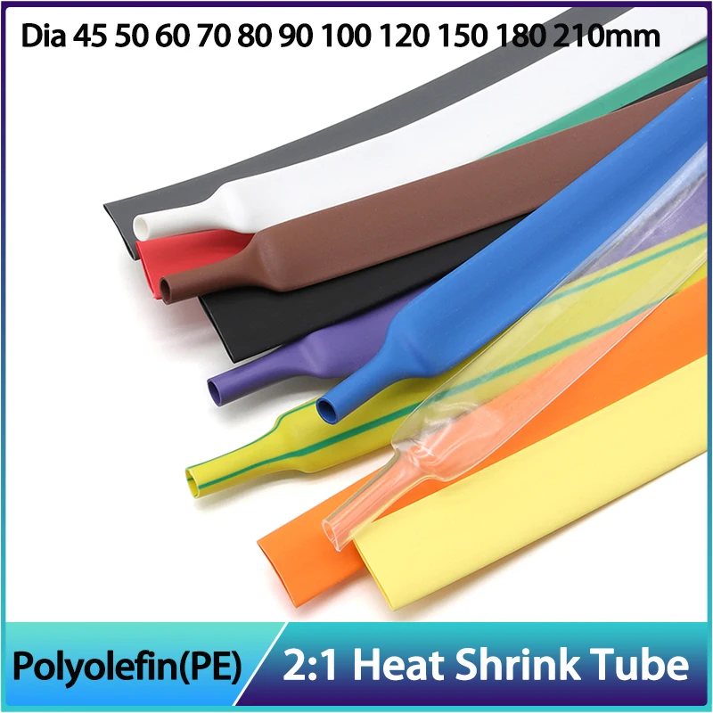 45 50 60 70 80 90 100 120 150 180 210mm 2:1 Heat Shrink Tube Polyolefin Heatshrink Sleeve DIY Wrap Wire Repair Cable Protecctor