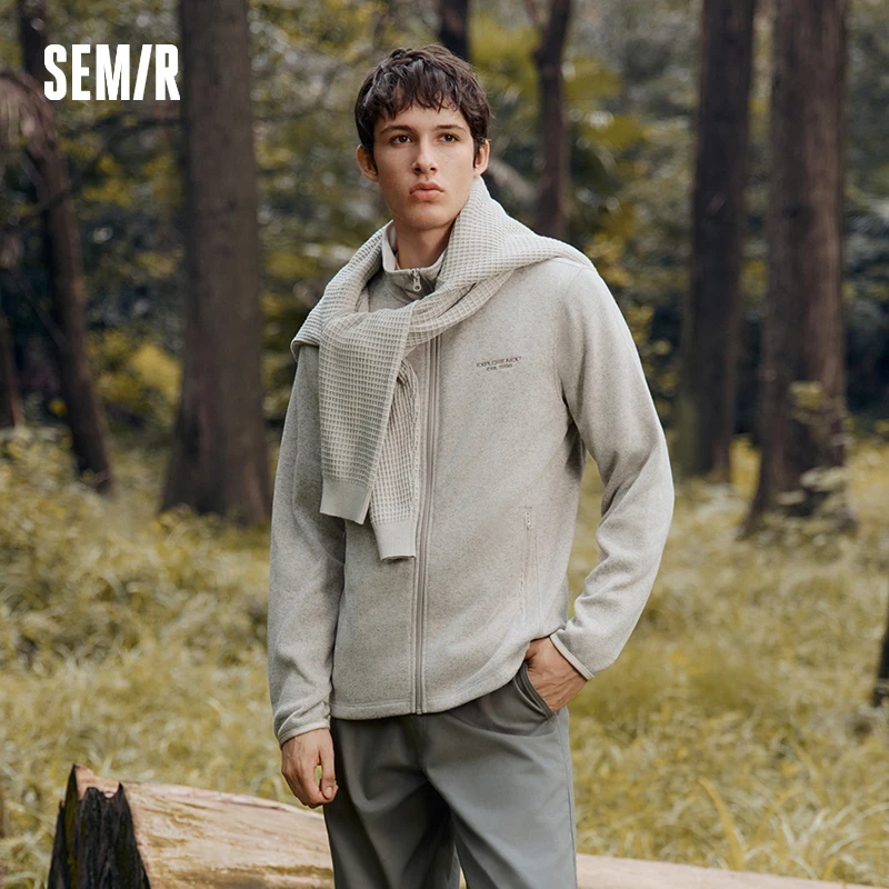 Semir سترة الرجال الاستاتيكيه هيذر متماسكة البريدي الوقوف طوق 2025 الخريف الشتاء التطريز قمة الموضة غير رسمية الملابس الرجالية