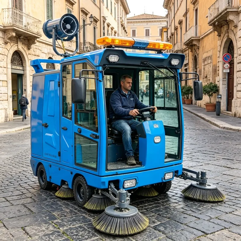 Ride on Street Floor Sweeper Customized Fully Enclosed Cabin Electric Heavy Duty Industrial Vacuum Sweeping Vehicle