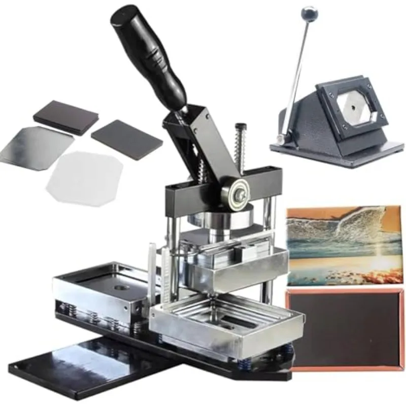

Fridge Magnet Button Maker Machine 80 * 53mm/90 * 65mm DIY Photo Sticker Rectangle Shape + Paper Cutter + 100pcs Component