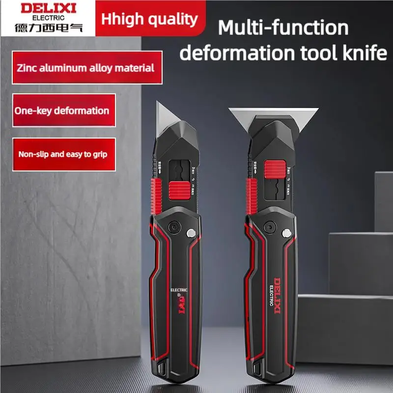 3 Modes Folding Utility Knife with Replaceable High Carbon Steel Blade Stainless Steel Paper Cutter Portable Tool for Office Art