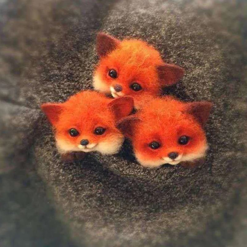 DIY Animals Brooch Fox Dog Cat Wool Needle Felting Material Package Wool Felt Craft Poke Set Handcraft Gifts