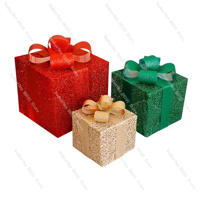 

2024 Christmas New Products Christmas Gift Box Three-piece Holiday Gifts Room Props Decoration Wholesale