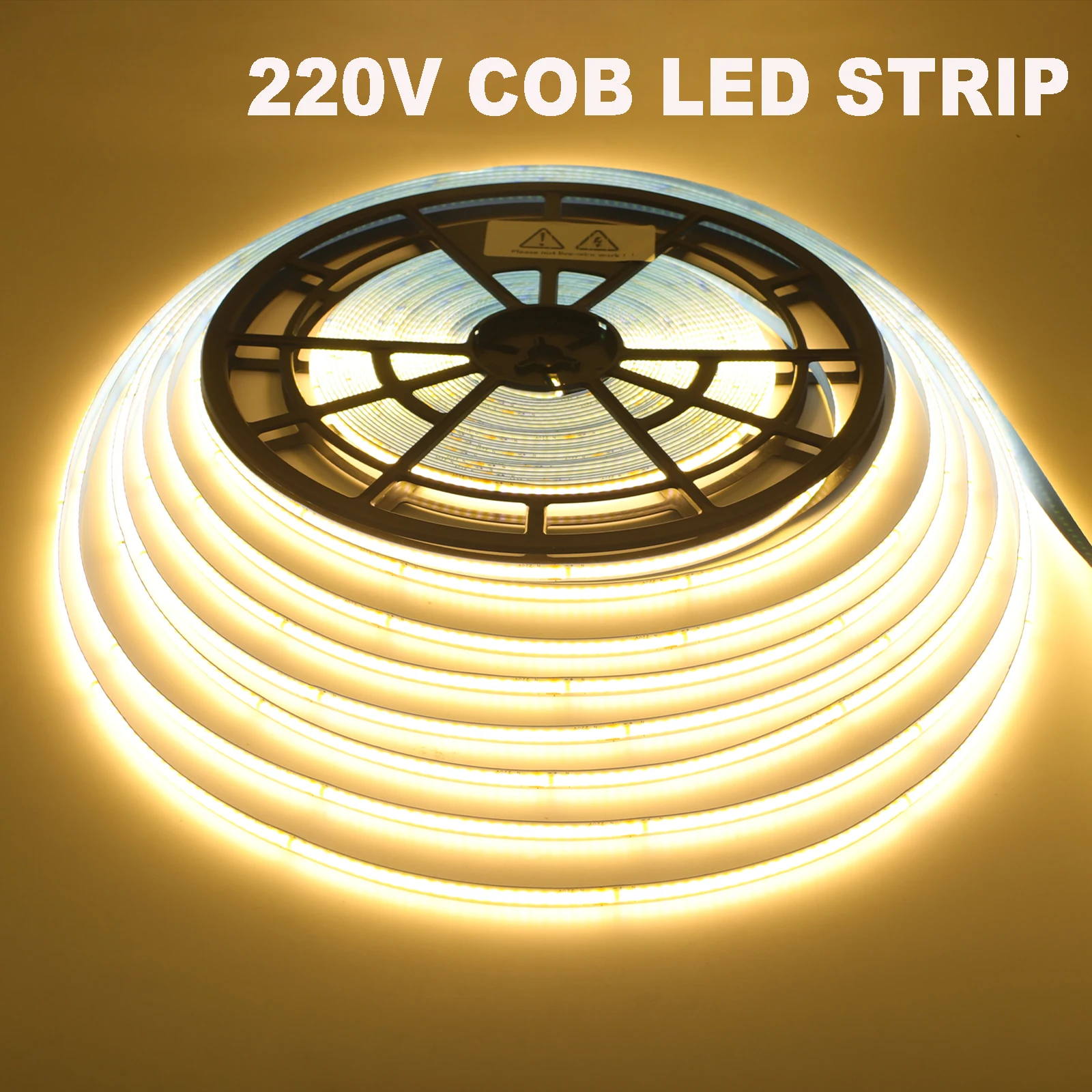 220V 5m 10m 15m 20m 50m COB LED Strip 240LEDs/M 8mm PCB Flexible Ribbon Light Lamp Adhesive Tape High Density Linear Dimmable