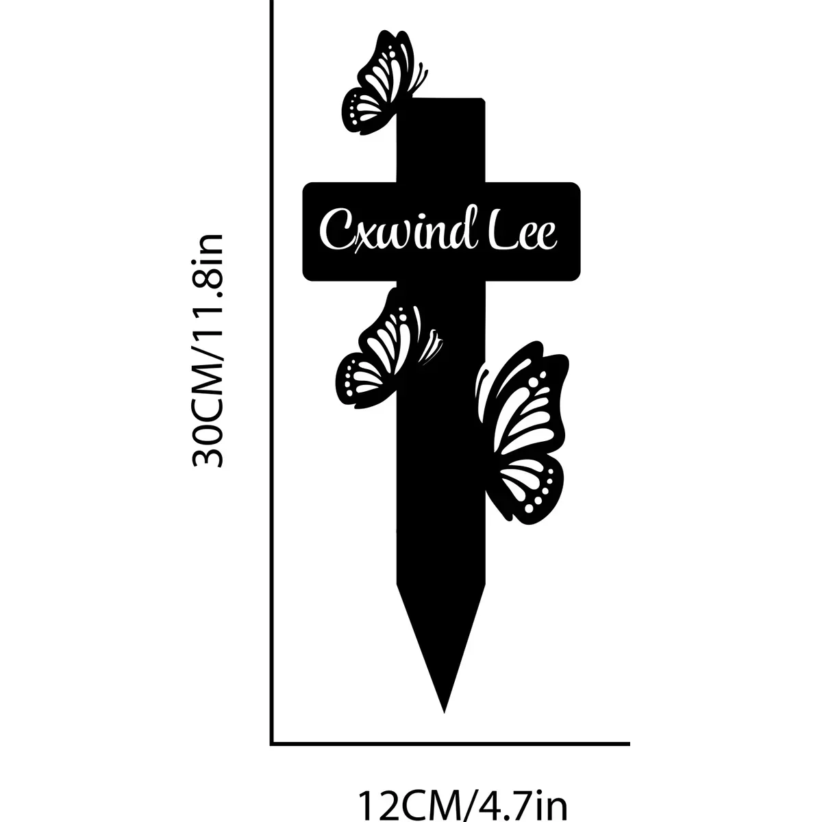 Honor Loved Ones z niestandardowym palikiem pamiątkowym w kształcie krzyża motyla, spersonalizowany i piękny, dotykający metalowy hołd grób w ogrodzie
