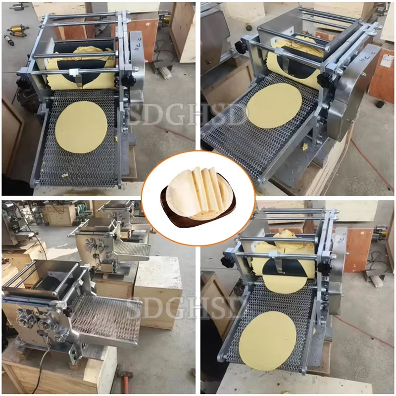 110v 220v Automatic Roti Chapati Pastry Machine Corn Tortilla Skin Making Machine Dumpling Gyoza Samosa Wonton Wrapper Machine
