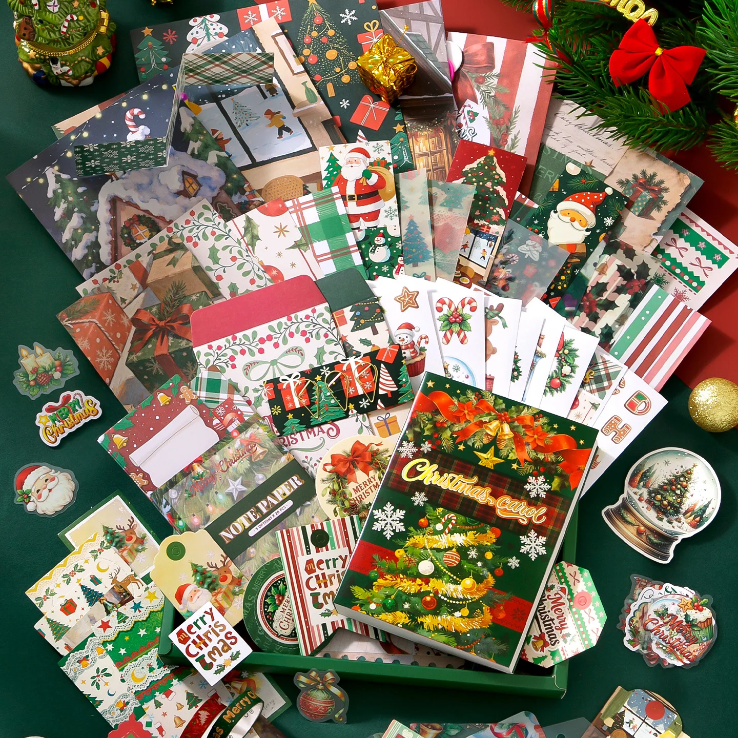 Christmas Journal Gift Box, Vintage Sticker Book, Journal Christmas Gift Box Set, Christmas Material Paper, Christmas Gift, Gift for Journal Enthusiasts