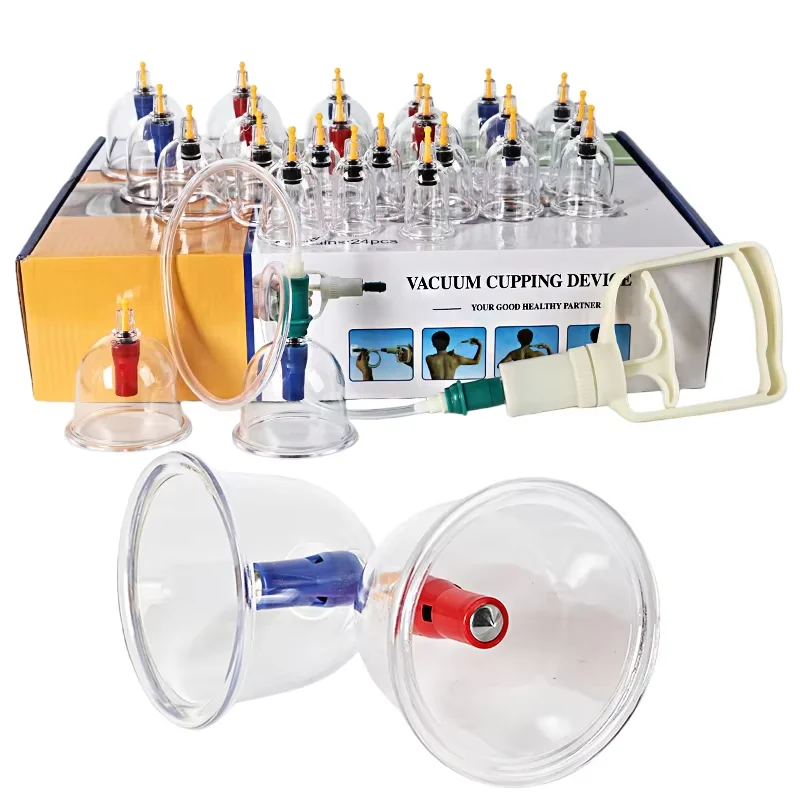 24pcs set Cupping Relaxation Kit with Hand Pump and Detailed Cupping Manual for Multiple Sizes of Vacuum Cups Massage Cupping