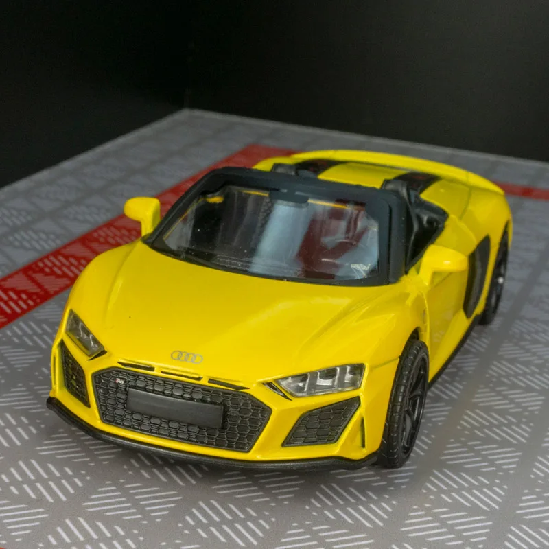 1/32 R8 Spyder Super Sport Diecast Alloy Metal Miniature Toy Car Model Pull Back Doors Openable Collection Gift for Boy Kid