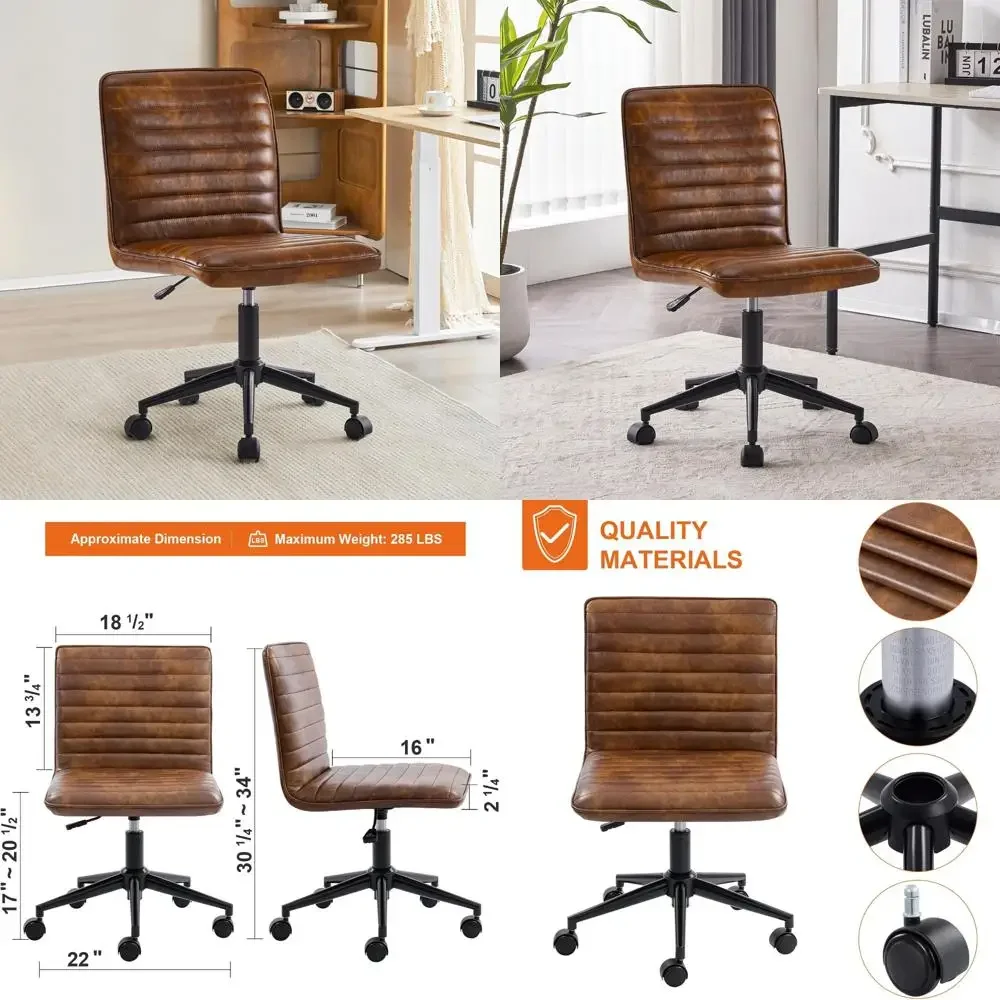 

Mid-Back Swivel Task Chair with Faux Leather Upholstery for Teen Desks - Ergonomic Adjustable Office Chair