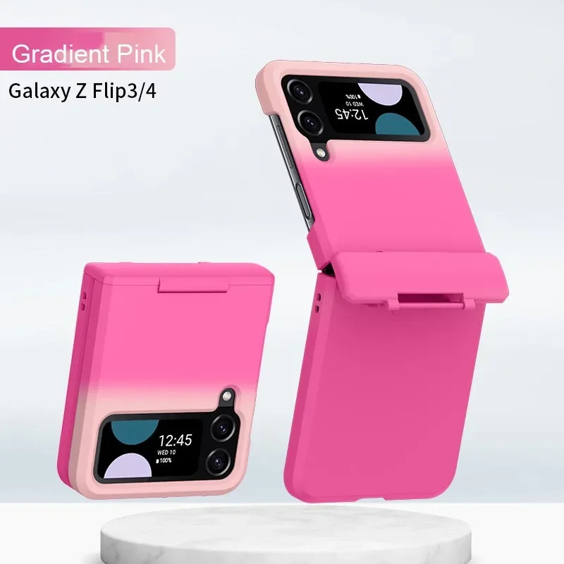 Gradient Candy Color Hinge Matte Case for Samsung Galaxy Z Flip 5 3 4 5G Skin Feel Protective Fashion Shockproof ZFlip4 Cover