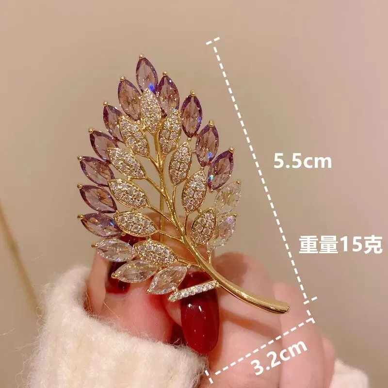 Cute Romantic Colorful Flower Metal Brooches For Women Alloy Crysal Plant Brooche Party Birthday Jewelry. image 6