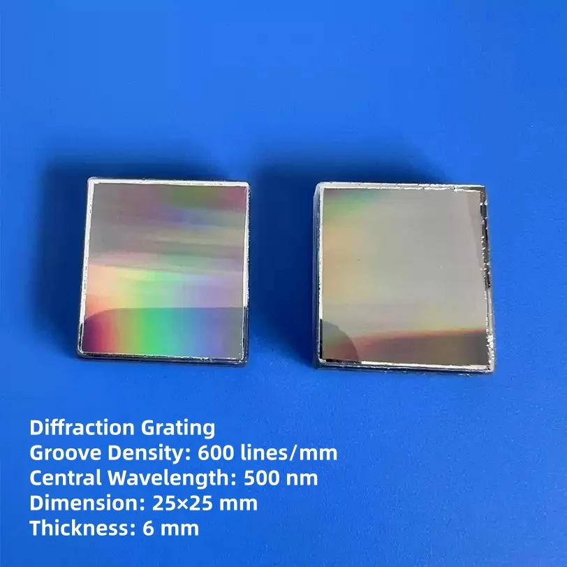 Reflective Blazed Grating 25x25x6mm 600 Lines/mm Blaze Wavelength 500nm High Precision Spectral Decomposition Component