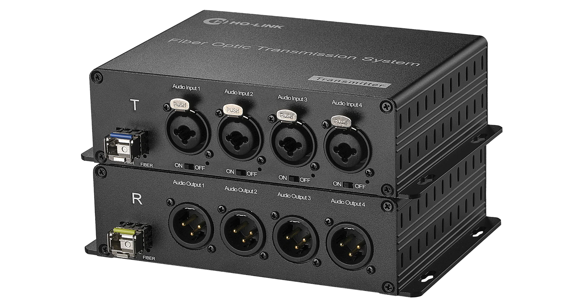 phantom power 4 Channel Balanced XLR Audio to Fiber Converter