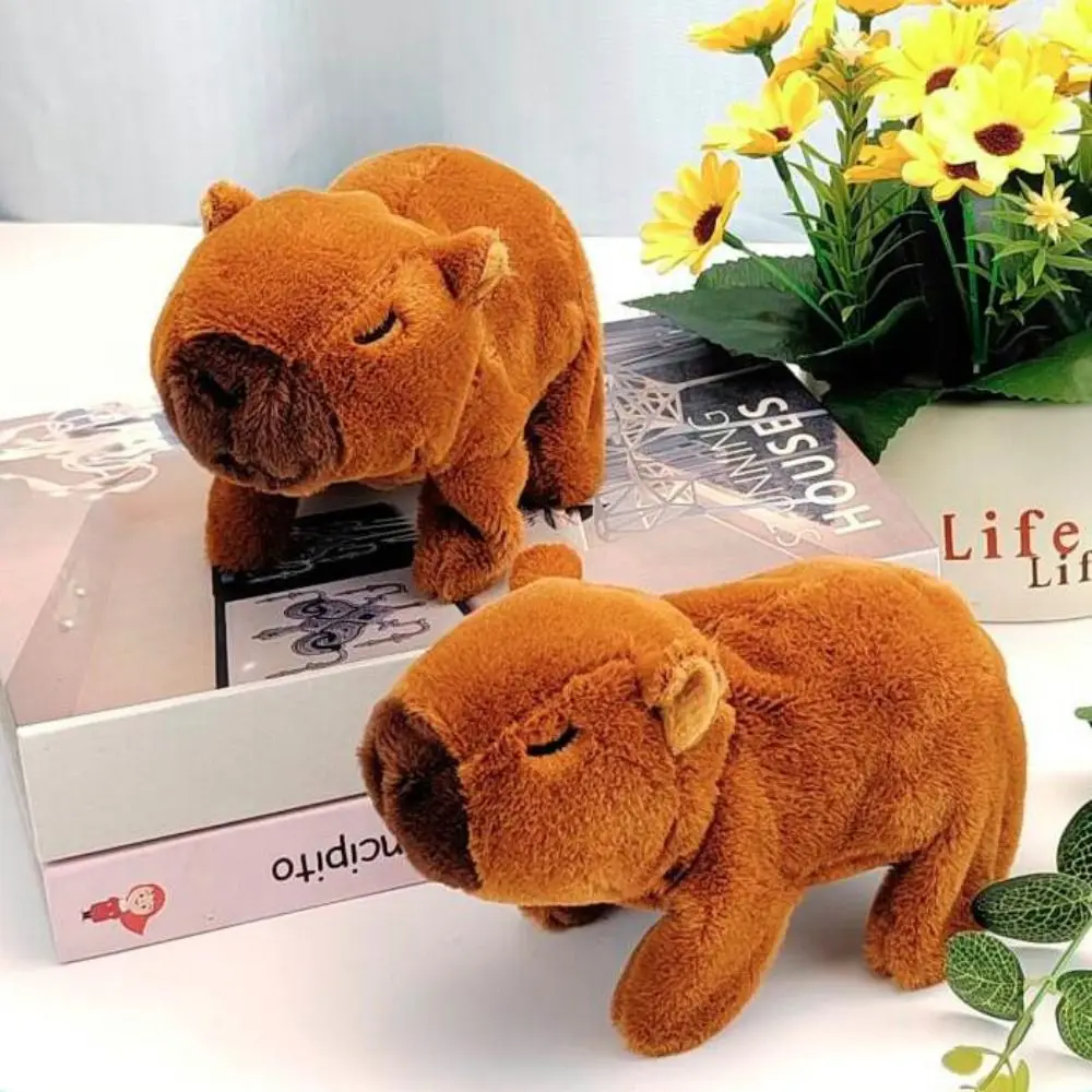 Caminar chirrido, capibara de peluche electrónico, juguete para perro eléctrico, puede caminar, correr, cantar, capibara, luz brillante divertida