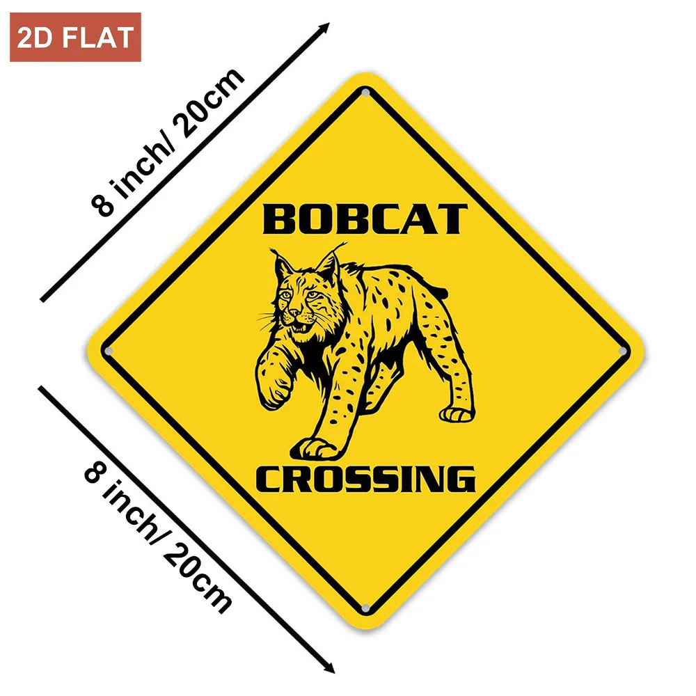 Bobcat Crossing Warning Sign; Bobcat Animal Alert Yellow Wall Art Decor; Suitable for Fences, Homes, Farmhouses, Yards, Roads