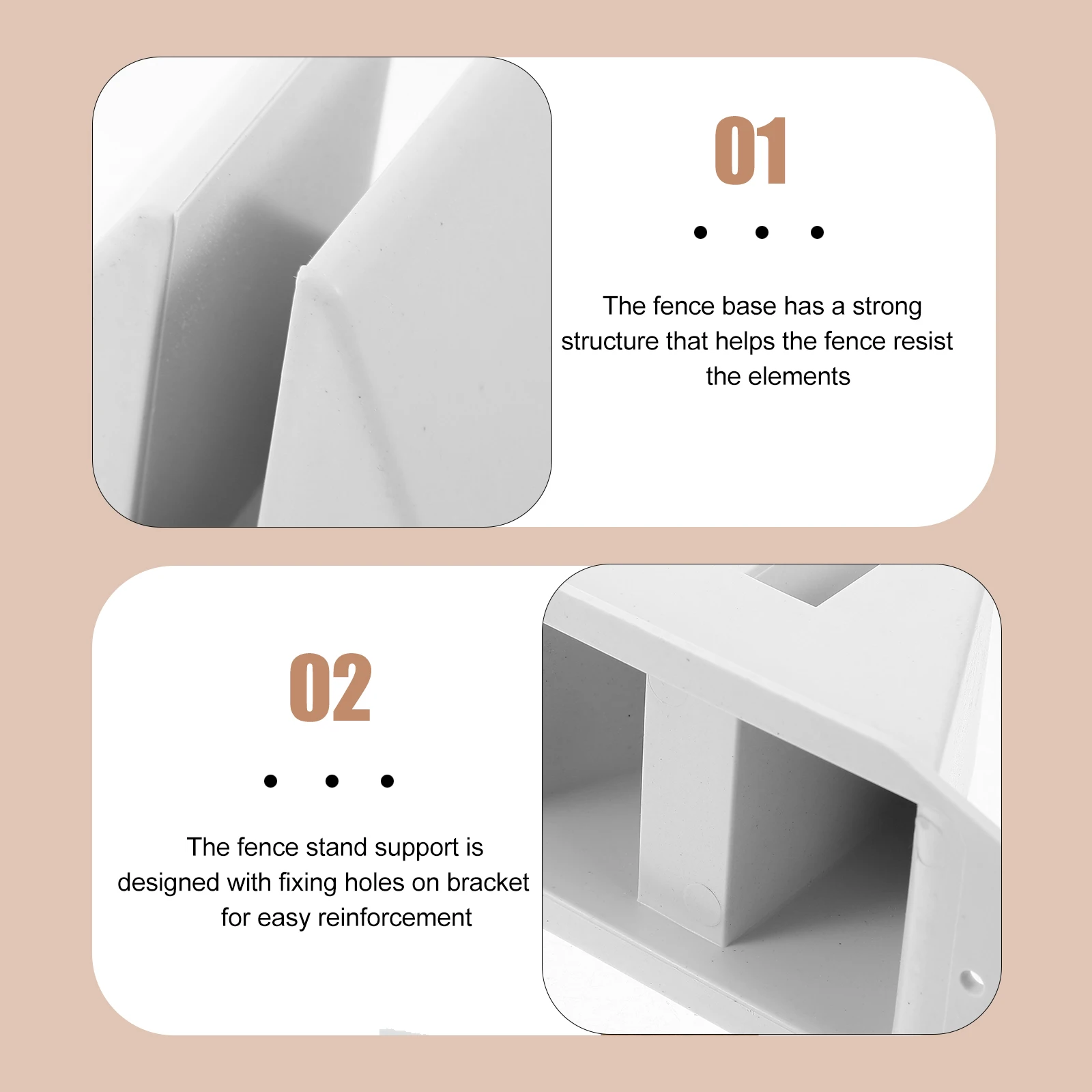 

2pcs Plastic Base Anti-Tipping Support Holder Long Lasting Fixing Holes Fence Supplies Garden Fence Stand Support Fences Base