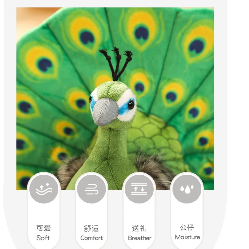 25*30cm lembranças de zoológico bonito pavão ppen cauda ornamentos bonecas livros de pássaros cognitivos das crianças materiais de ensino brinquedos de fantoche