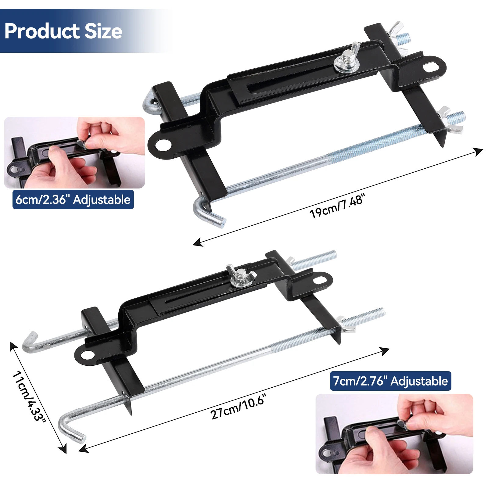 Adjustable Car Crossbar Bracket Corrosion Resistance Crossbar Battery Holder Thickened Crossbar Battery Storage Rack for Car SUV