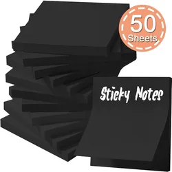 50sheets Black Posted It Sticky Notes Pads Solid Color Notepad Posits Adhesive Memo Pads for Journal School Office Stationery