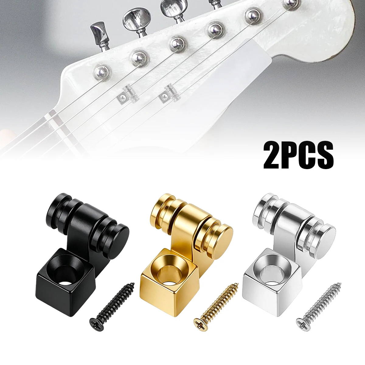 Miwayer 2Pcs Guitar Roller String Retainer - Electric Guitar String Tree Replacement with Mounting Screws, Black Silver Gold