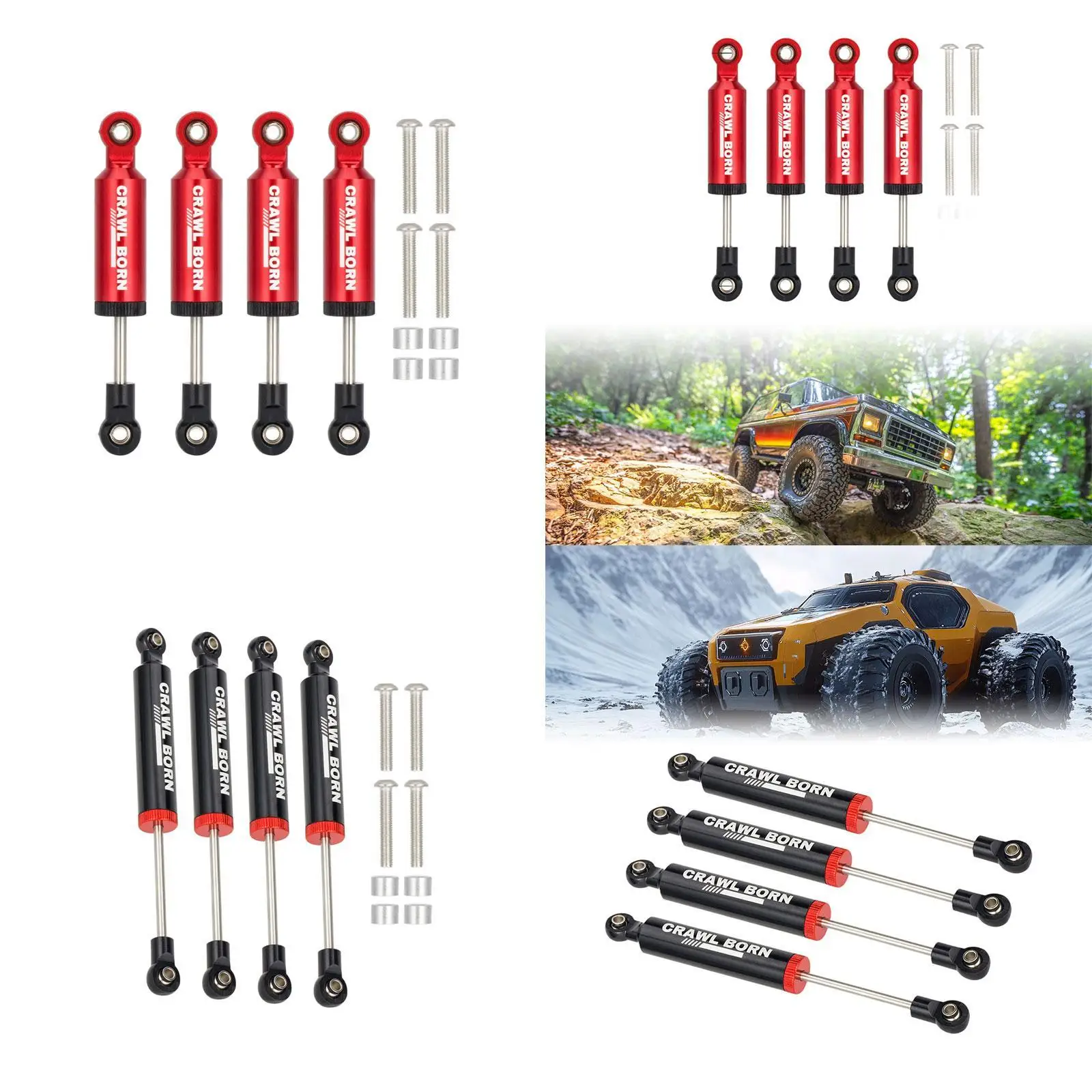 Amortisseurs hydrauliques en alliage RC, 4 pièces, ensemble d'amortisseurs de remplacement robustes 70mm pour Modification de voiture RC 1:10