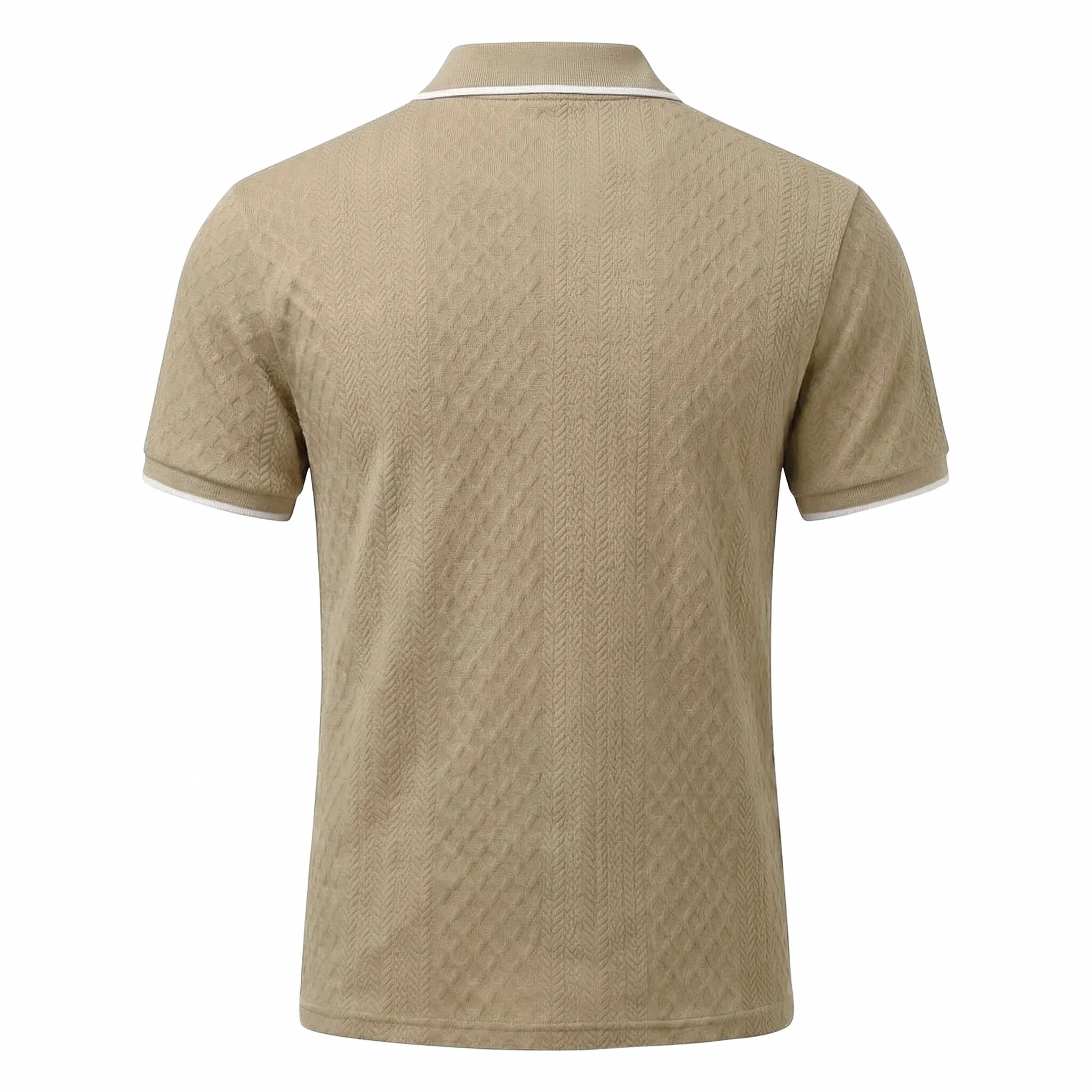 Sommer Herren Casual Business Kurzarm 9-Farben Jacquard 1/4 Reißverschluss Poloshirt | Strukturiertes Polo-Top mit Reißverschluss und kurzen Ärmeln – Detail 7