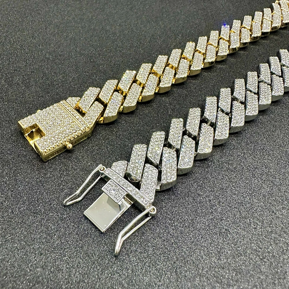 20mm Cuban Link Chain Bracelet for Men Women Iced Out Hand Miami Chain Bling Rhinestone Hip Hop Jewelry Gift Drop Shipping