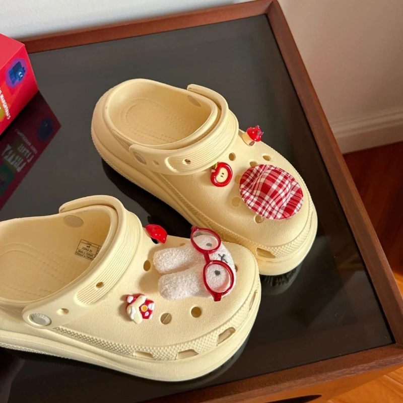 مجموعة أرنب الطماطم من مينيسو مع نظارات من الراتنج للأحذية، إكسسوارات تزيين أحذية قطيفة لطيفة قابلة للإزالة على طراز عطلة الشاطئ