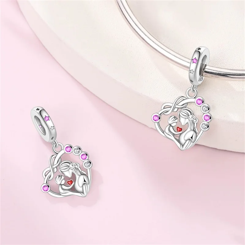 925 sterling silver happiness parent-child maternal love eternal pendant suitable for DIY bracelets, fashionable jewelry gifts
