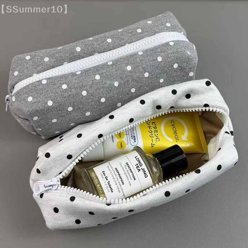 【SSummer10】Polka Dot Large-Capacity Soft Touch Pencil Case-Pen Bag Stationery Pouch Organizer Back to School Supplies【SS】