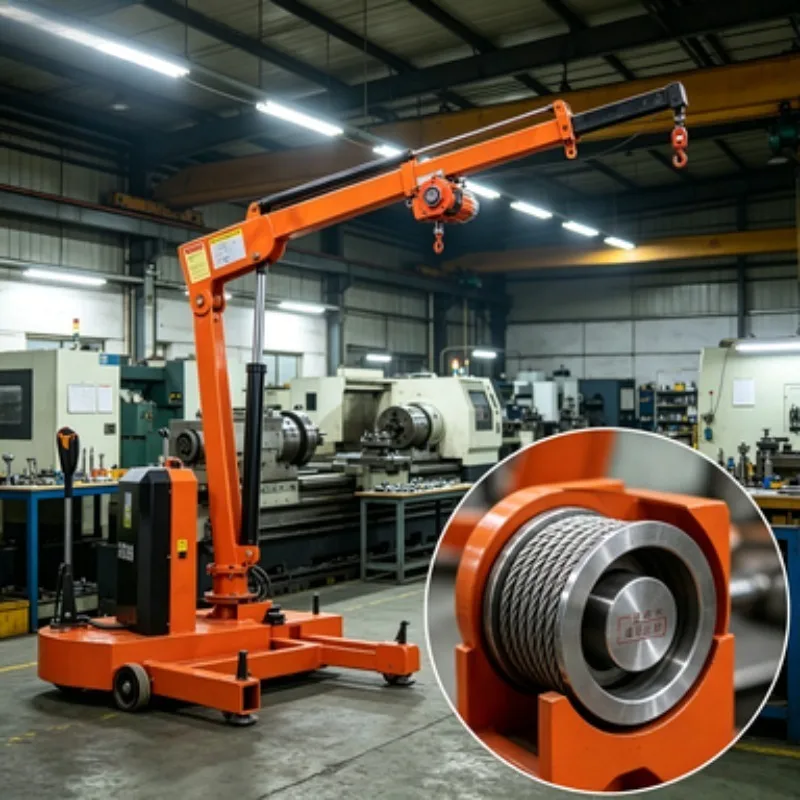 Automatic Crank Arm Stacker with Electric Hoist – 500kg Lifting Capacity, Self-Propelled Portable Floor Crane for Truck Loading