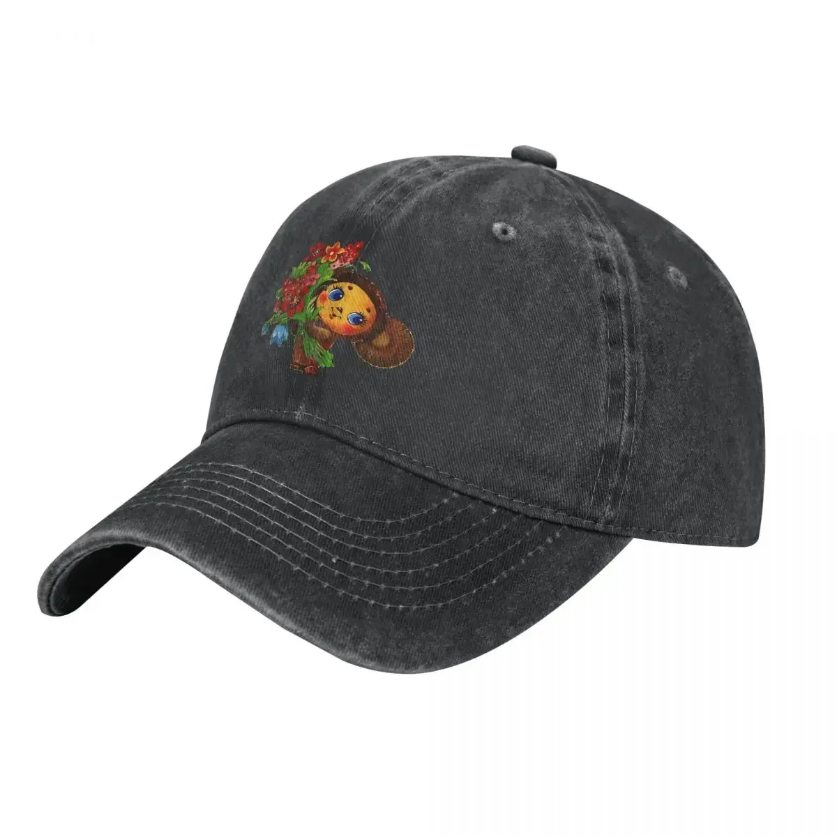 Gorra de béisbol con estampado de flores para hombre, gorro de béisbol con estampado de flores coloridas, Snapback, Cheburashka Che Burashka Gena rusa