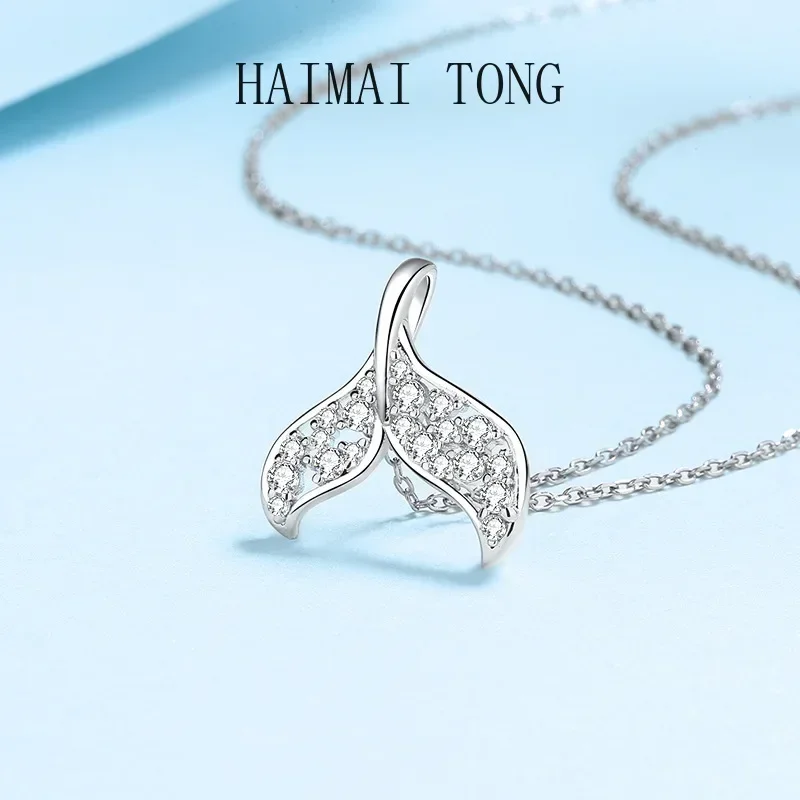 

Nice Platinum Pt950 Mermaid Necklace for Women Sparkly D Color Vvs Moissanite Diamond Pendant Collarbone Chain Ins Poplur Style