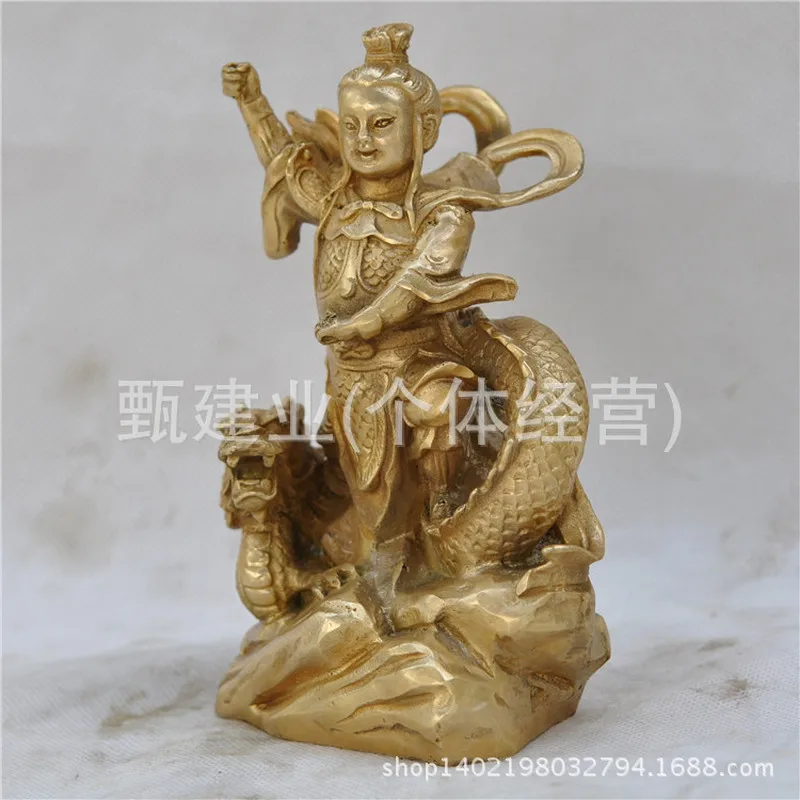 Copperware, pure copper home decoration, metal crafts, Nezha Three Prince character statue, creative small ornament.