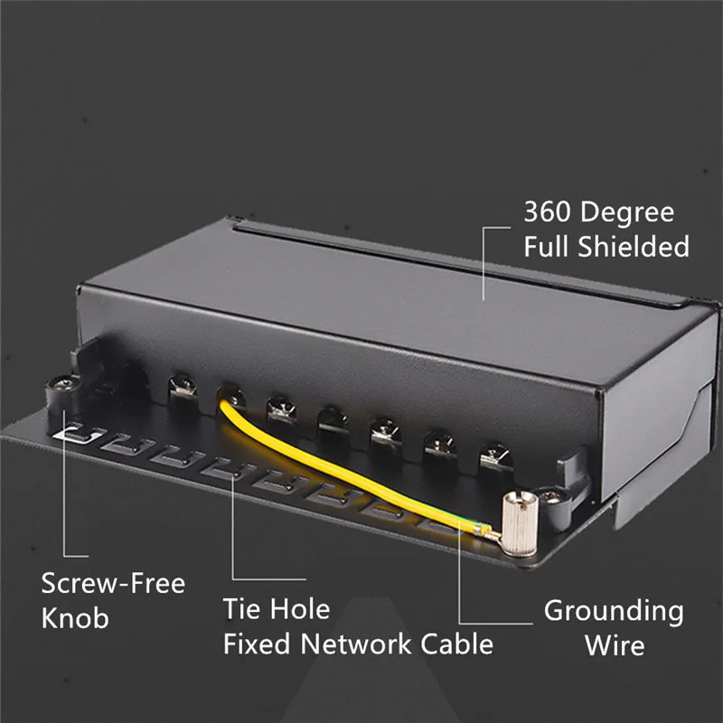 Cat 6 6A Patch Panel RJ45 Connector Adapter 8 12 Port Full Shielded Mini Desktop Wall Mounted Keystone Jack Weak Current Box