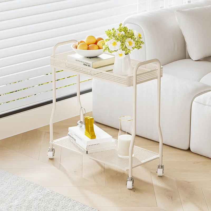 Living Room Trolley Side Table, Movable Sofa Side Cabinet, Small Coffee Table, Mini Modern Minimalist Flower Storage Rack