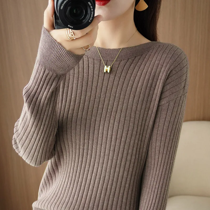 Women Pullover Wool Sweater 2023 New O-Neck Elasticity Sweater Female Warm Soft Basic Jumper Solid Slim Pull Femme Girl Clothes