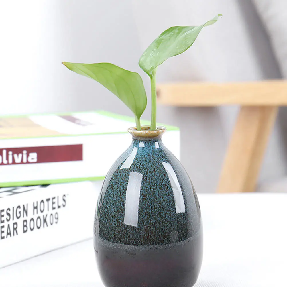 

2Pcs Miniature Ceramics Vase Flower Plant Container Desktop Hydroponic Tabletop Decorative Vase Flower Container