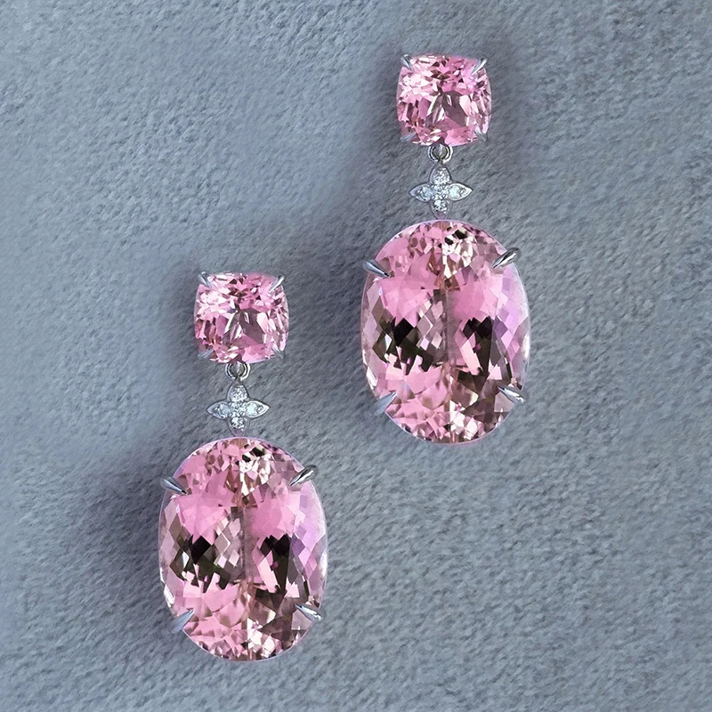 Huitan rosa Zirkonia baumeln Ohrringe für Frauen einfache elegante Luxus Hochzeit Verlobung feier weibliche Accessoires Schmuck