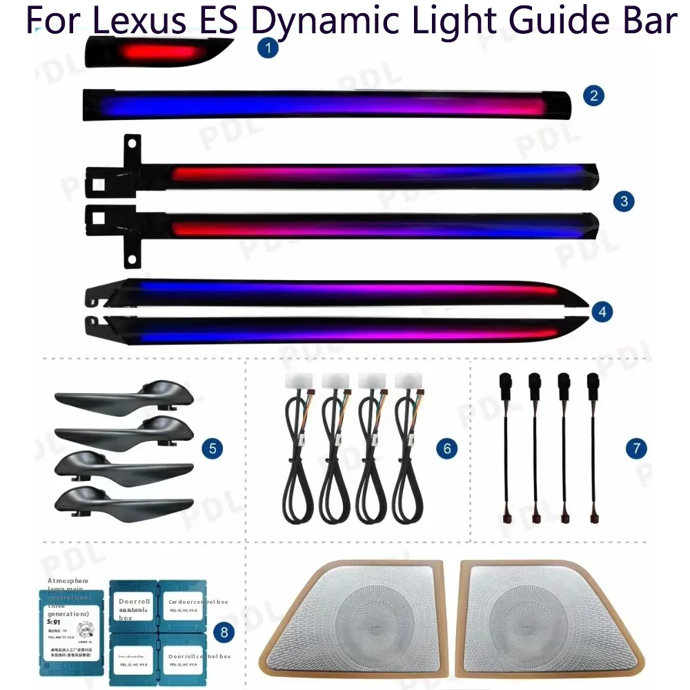 Automotive LED 64-color Car Ambient Light Is Suitable for Lexus ES Dynamic Light Guide Bar Door Panel Light with Key APP Control