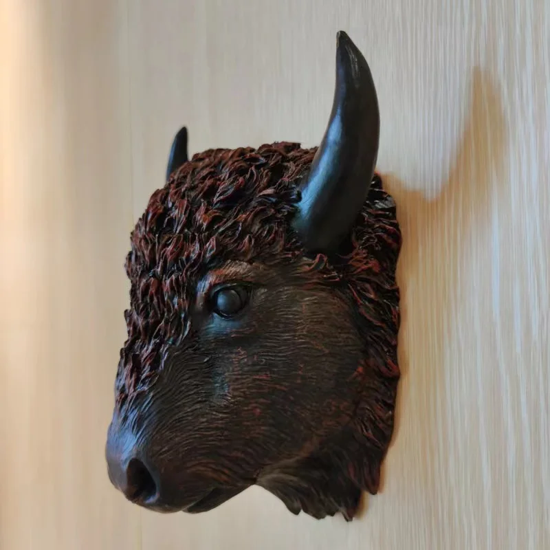 Resin Bull Head, Deer Horn, Rabbit Head Bar, Wall Mounted Stove, TV Wall, Retro Colored Rhinoceros, Ethnic Deer Head